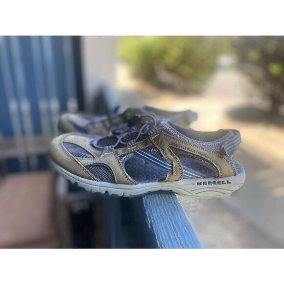 Merrell Women’s Cambrian Outdoor Sport Sandals Vibram Leather Brown Sz 10 US - Picture 1 of 10